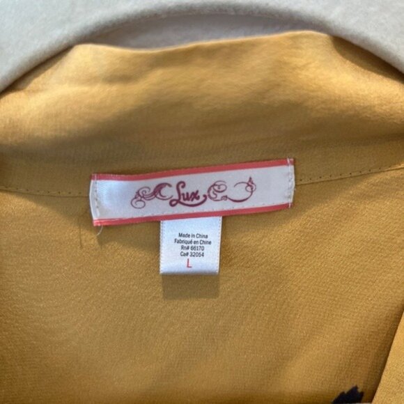 Lux 100% Silk Oversized Boho Blouse Women’s Floral Top Large Gothic 3/4 Sleeve - Picture 6 of 10